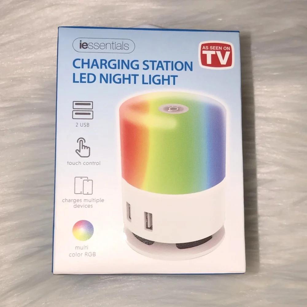New IEssentials charging station led night light 2 USB ports,Touch Control